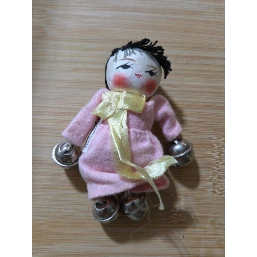 Vintage Asian Cloth Doll Figurine Ornament with Bells for Legs And Arms Ornament